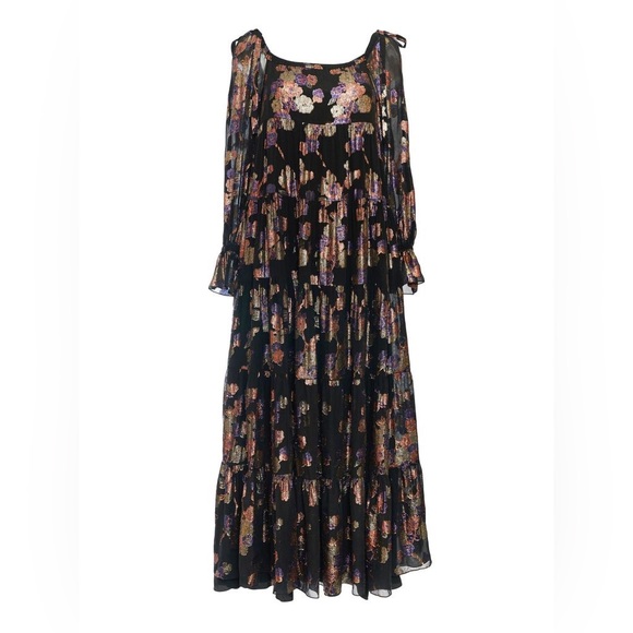 NWT Vilshenko Madison Silk Metallic Floral Gown Size 10 - Picture 2 of 2